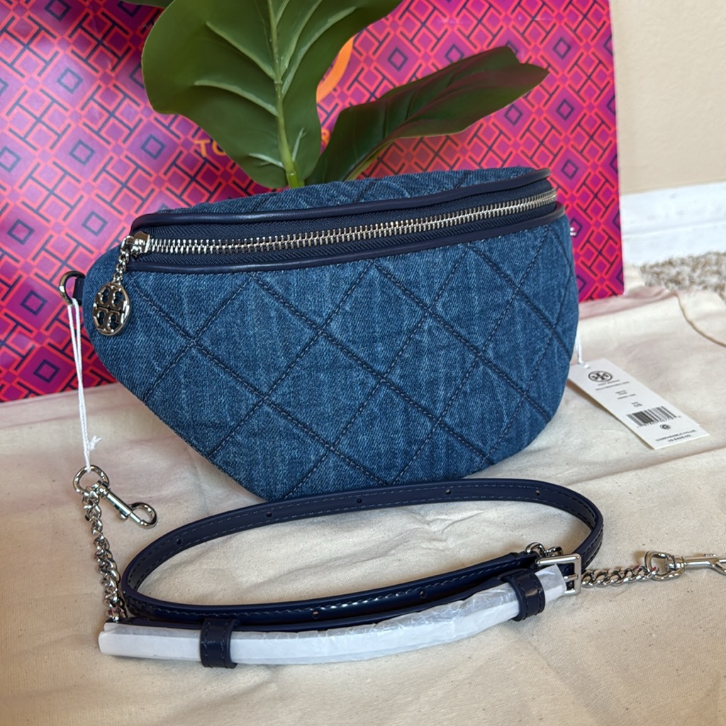 Nwt Tory Burch , Willa Denim Belt Bag Jeans Tory Crossbody Bag
